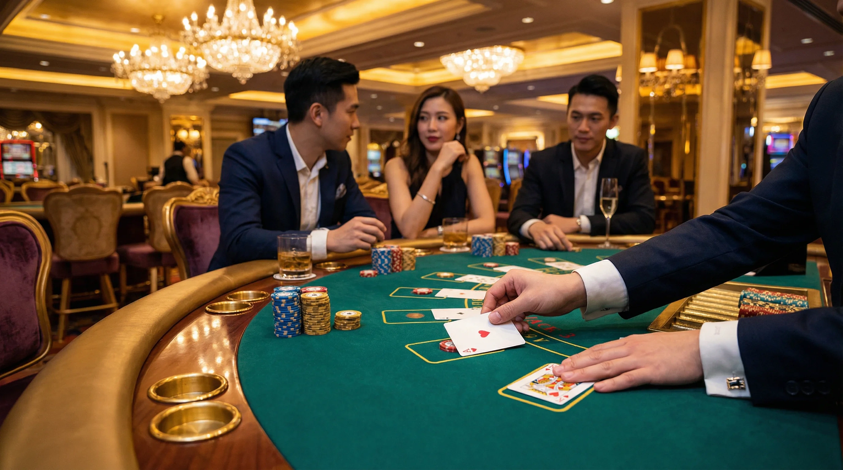 澳门二十一点牌桌游戏场景